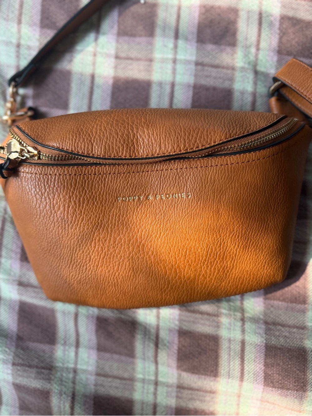 Fossil Tan Pebbled Leather Crossbody Belt Bag